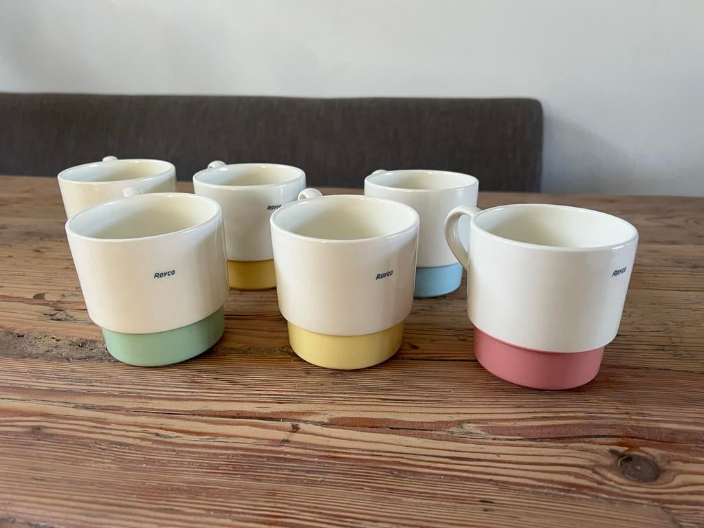 Set van 6 Royal Sphinx Maastricht bekers - pastelkleuren, Ophalen of Verzenden