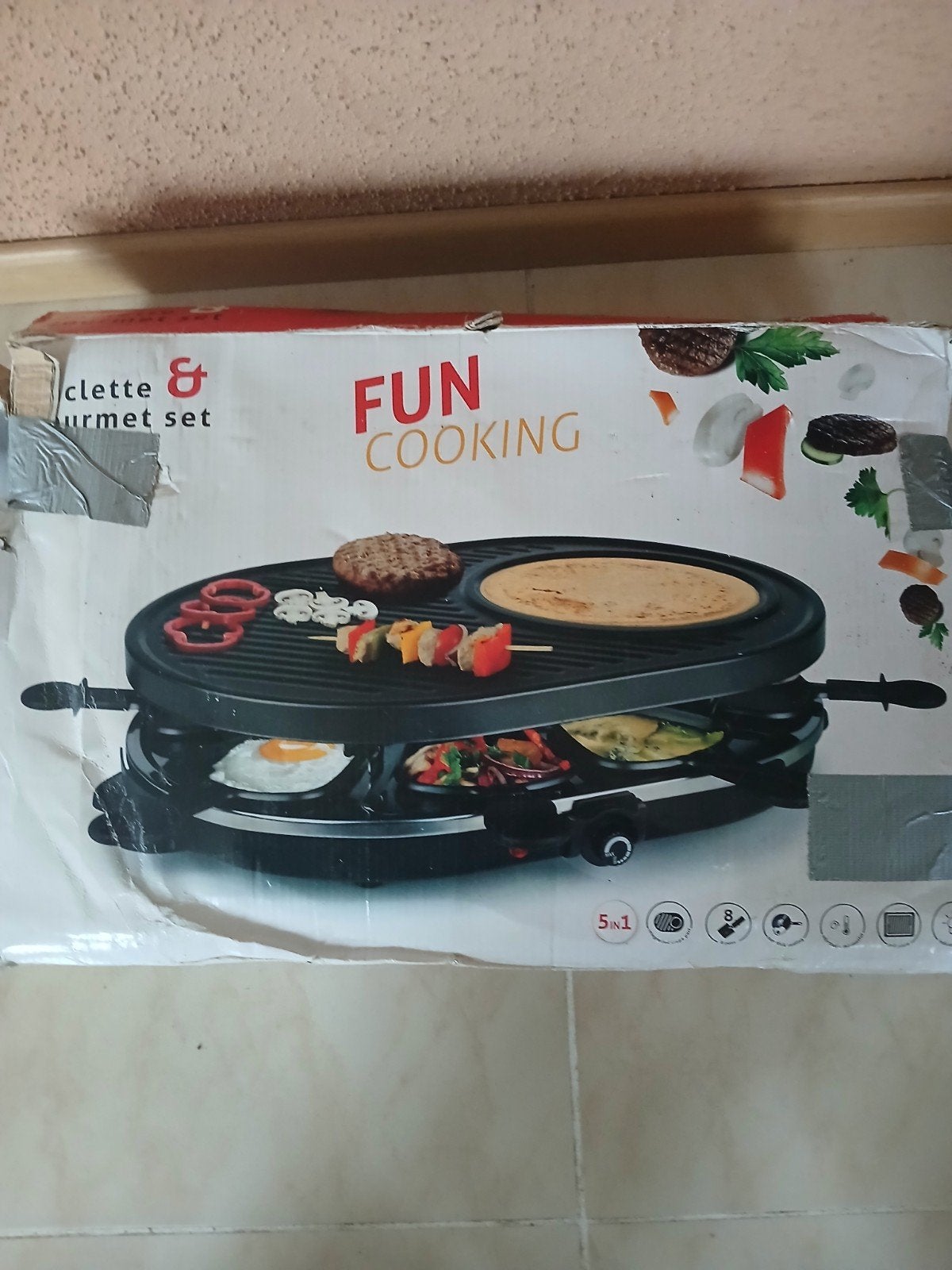 Raclette of gourmetset voor 8 personen en tafelgrill, Ophalen of Verzenden
