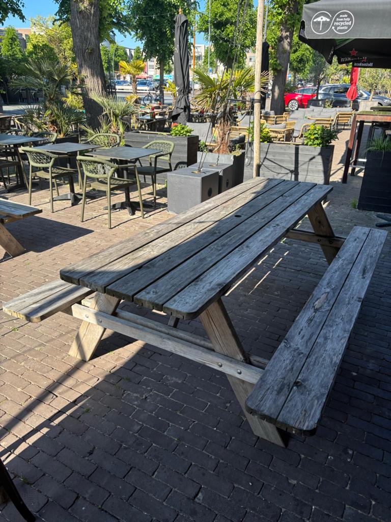 Gebruikte picknicktafels - 240cm en 180cm lang, Ophalen, Gebruikt, Rechthoekig, Hout
