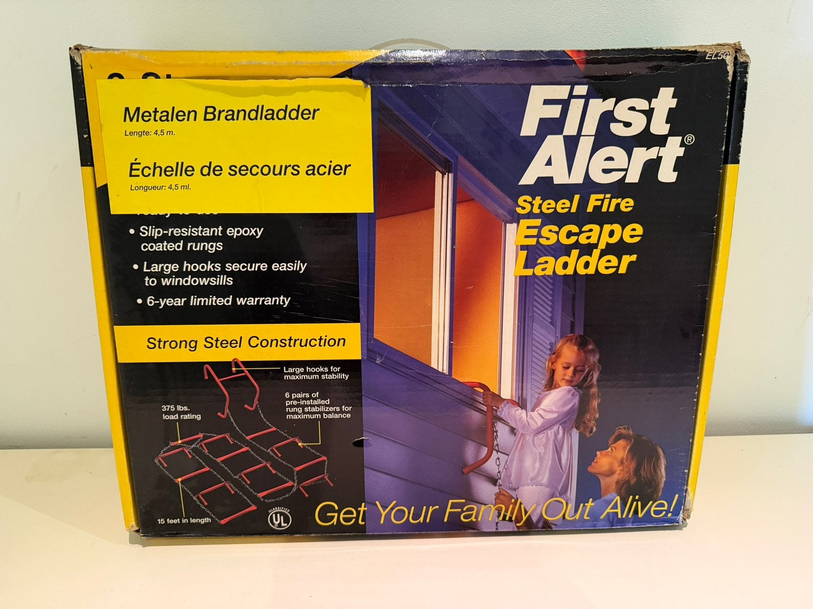 First Alert Metalen Brandladder / Vluchtladder - 4,5 meter, Ophalen, Nieuw, Ladder, Opvouwbaar of Inschuifbaar