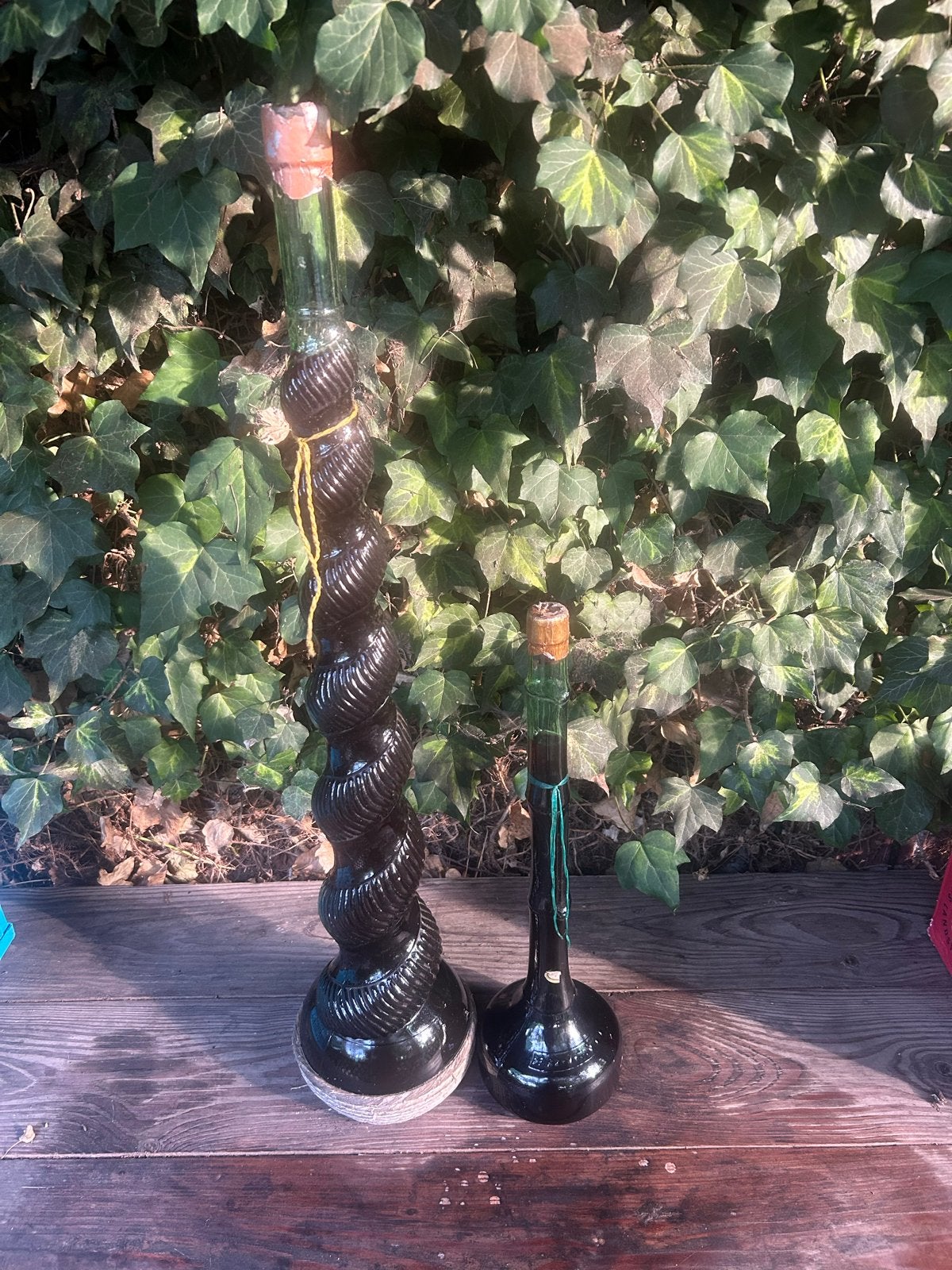 Decoratieve vintage wijnflessen - set van 2, Ophalen of Verzenden