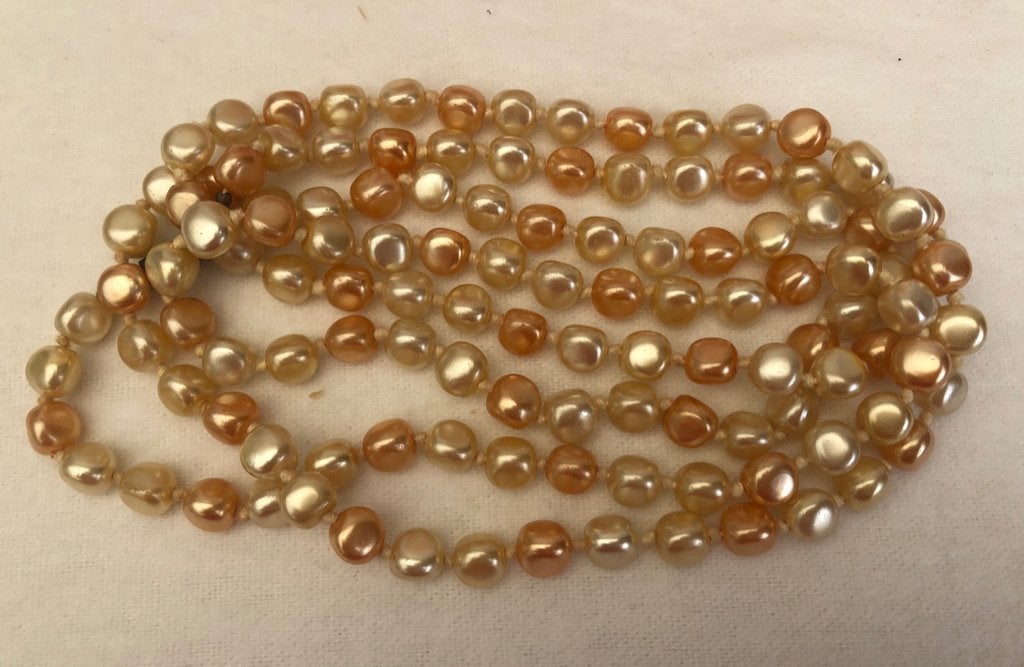 Handgeknoopte 2 kleurige parelketting snoer Halsketting, Ophalen of Verzenden, Overige materialen, Ketting