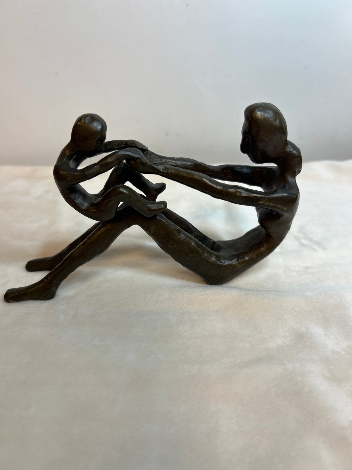 Bronzen beeldje: Moeder en kind, Groep mensen, Minder dan 20 cm, Ophalen of Verzenden, Beeld