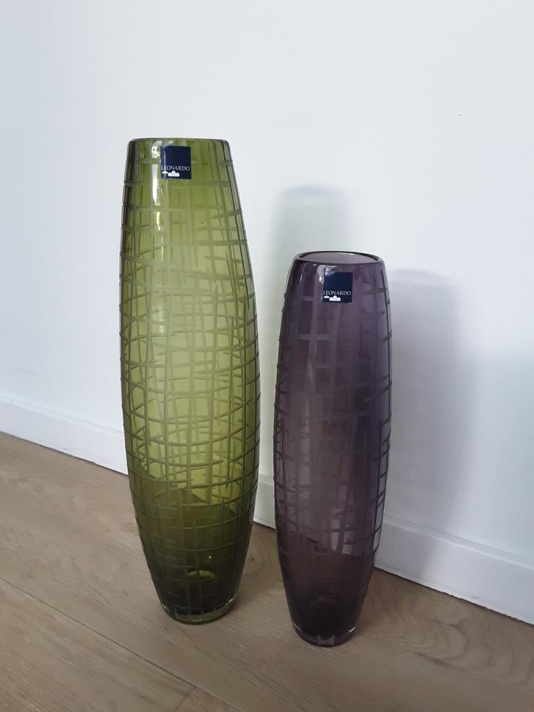 Glazen vazen Leonardo, prijs vanaf !!, Ophalen of Verzenden, Minder dan 50 cm, Groen, Glas