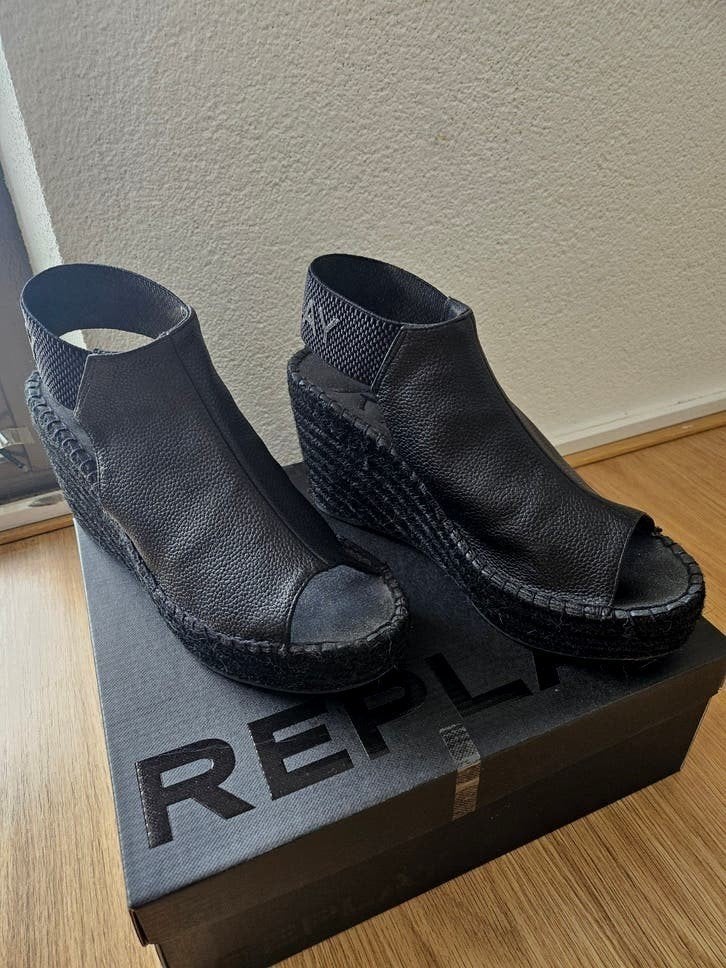 Replay TYNE Sandalen met hoge hak - Zwart, Maat 40, Zwart, Replay, Zo goed als nieuw, Sandalen of Muiltjes