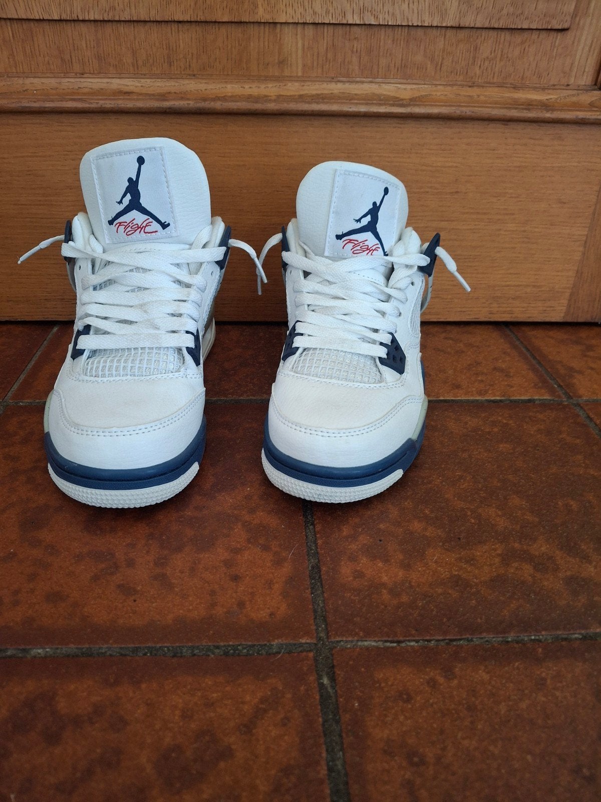 Jordan 4 schoenen  Blauw/wit, Ophalen, Gebruikt, Schoenen, Jordan