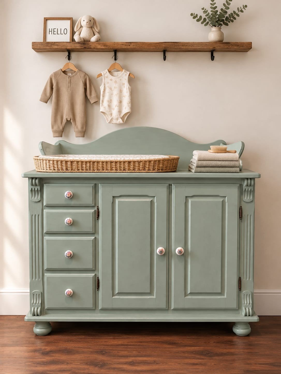 Landelijke Commode Mintgroen - Vintage/Brocante, Gebruikt, 50 tot 70 cm, 105 cm of meer, Ophalen of Verzenden