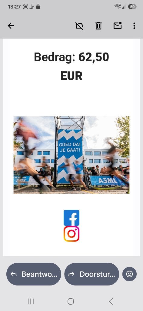 Startbewijs ASML halve marathon Eindhoven, Eén persoon