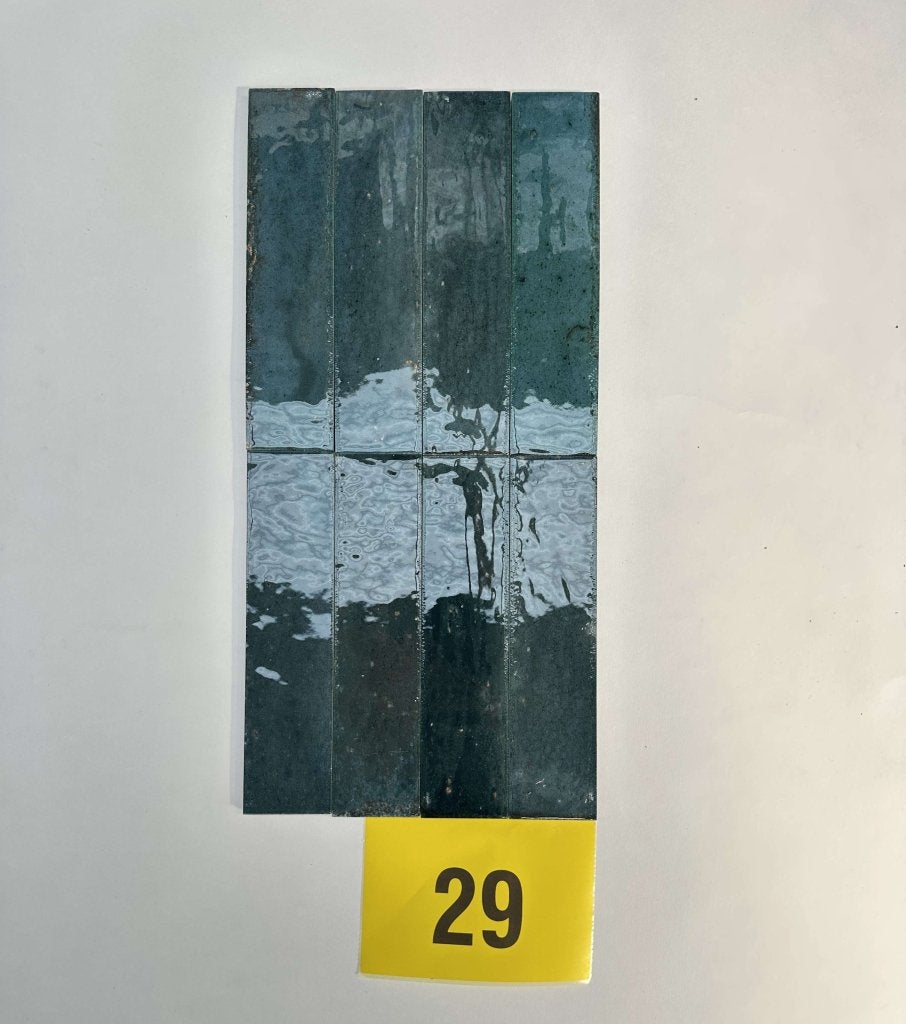 Blauwe, keramische tegels 6x24 cm – ± 1,87m² – restpartij, Ophalen, Nieuw, Minder dan 20 cm, 20 tot 40 cm