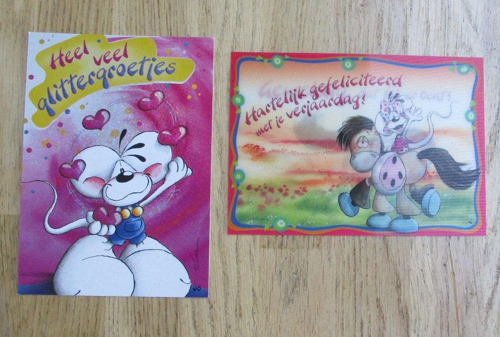 diddl 2x ansichtkaart glittergroetjes en beweegkaart, Ophalen of Verzenden, Diddl, Zo goed als nieuw, Overige typen