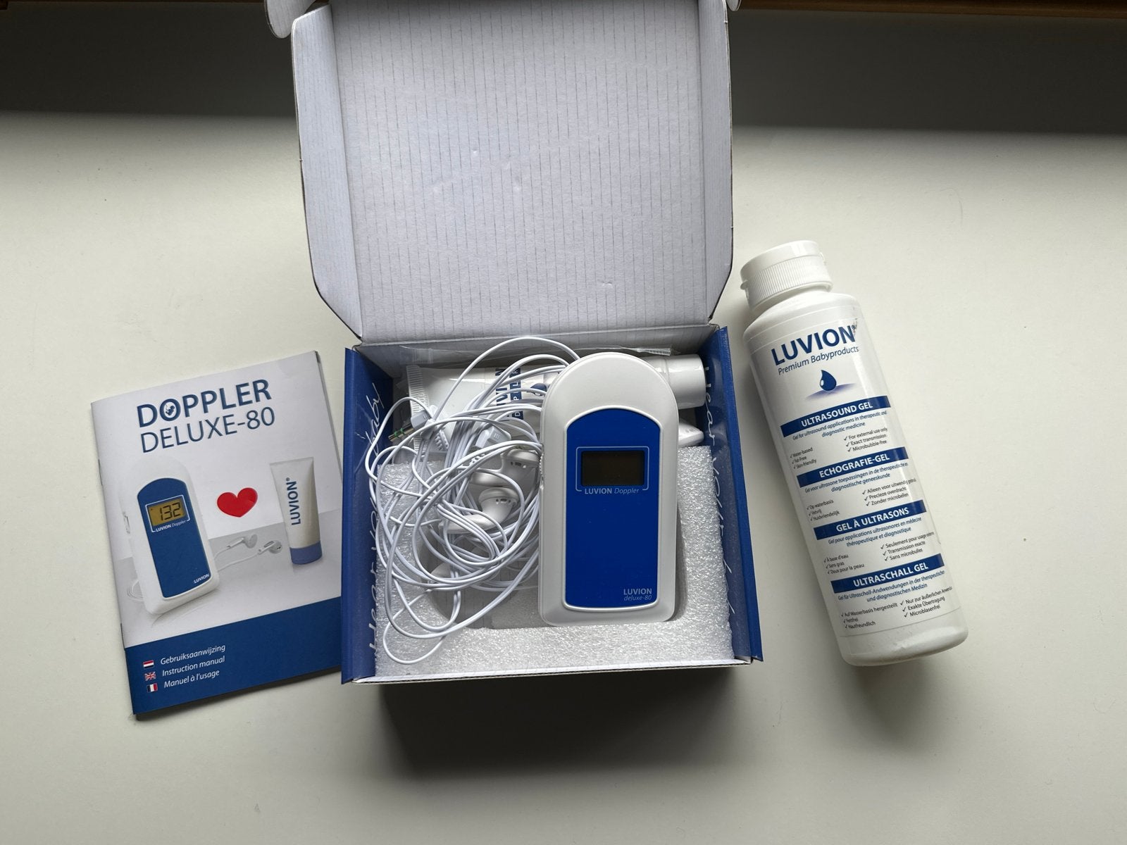 Luvion Doppler Deluxe 80 Baby met extra fles gel, Kinderen en Baby's, Overige Kinderen en Baby's, Ophalen of Verzenden, Zo goed als nieuw