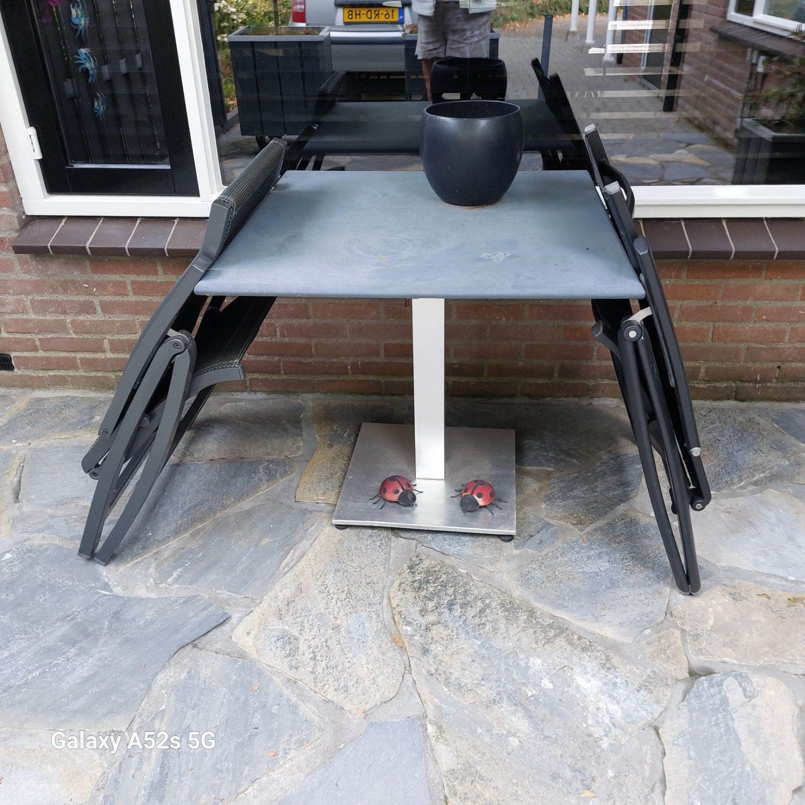 Bellagio & Kettler verstelbare klaptafel met 2 stoelen, Tuin en Terras, Ophalen, Gebruikt, Rechthoekig, Metaal