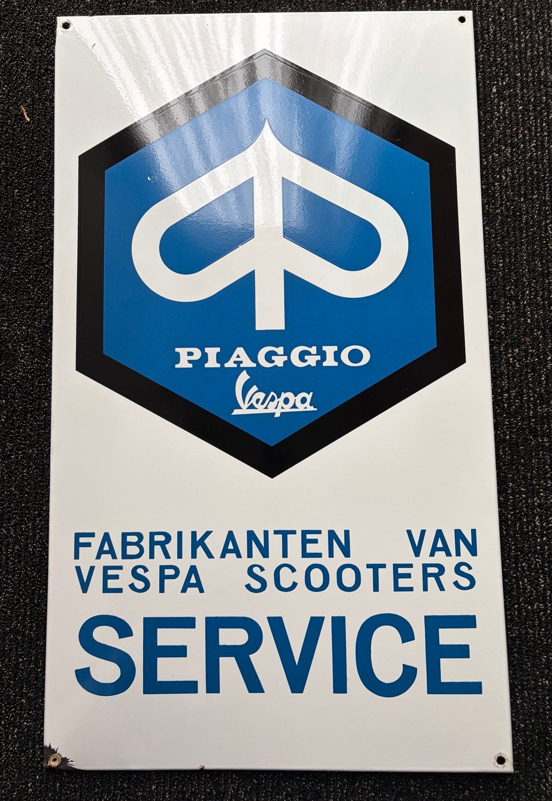 Emaille Reclamebord Piaggio Vespa Service, Ophalen of Verzenden, Gebruikt, Reclamebord