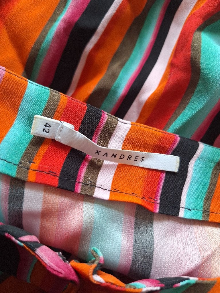 Xandres top roze wart oranje groen mt 42 gestreept, Verzenden, Maat 42/44 (L), Oranje, Zo goed als nieuw