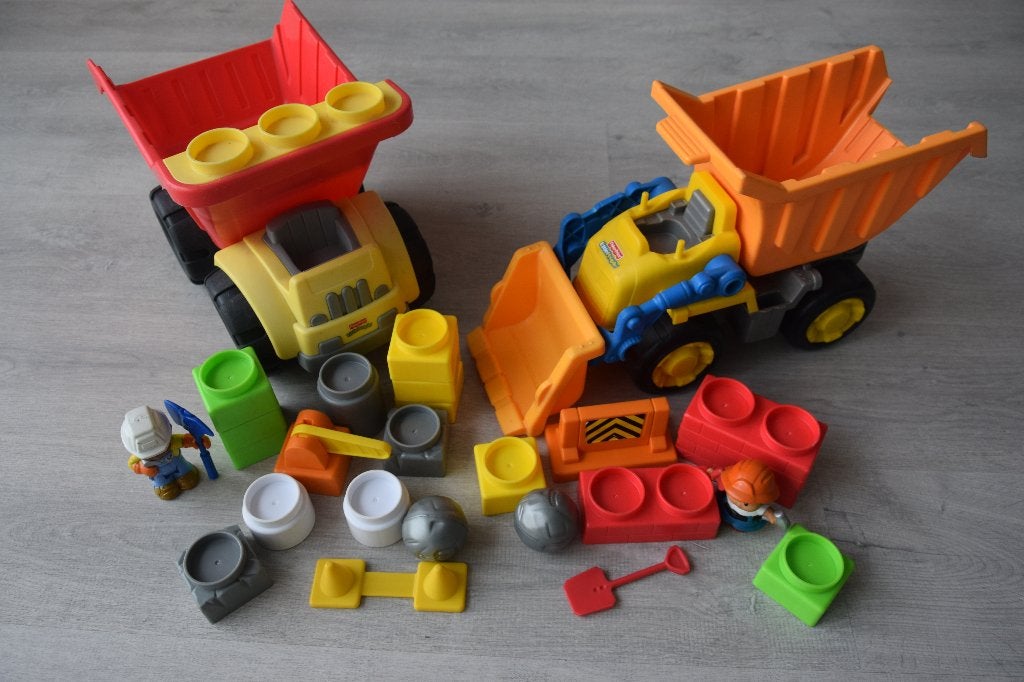 Fisher Price Little People kiepwagen en bulldozer, Ophalen of Verzenden, Gebruikt, Auto of Voertuig