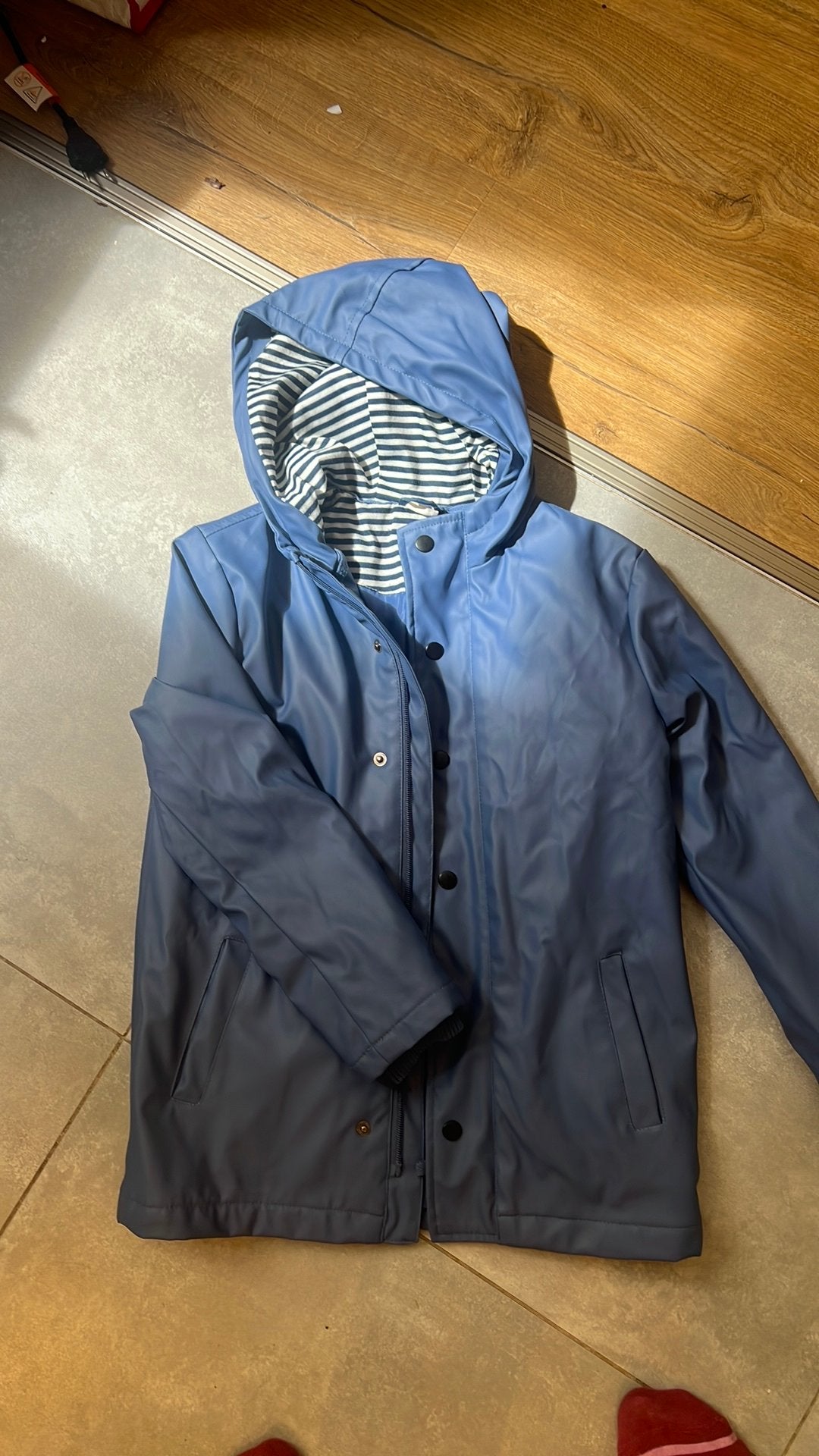 Hema regenjas jas blauw mt134-140 nieuwstaat, Ophalen of Verzenden, Zo goed als nieuw, Meisje, Jas