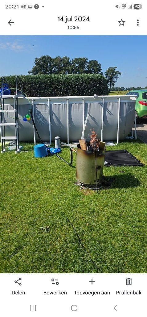 Zwembadverwarming houtgestookt 12 meter rvs spiraal, Ophalen, Zo goed als nieuw, Verwarming