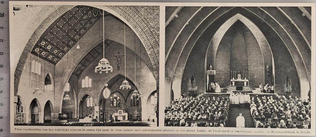 Amsterdam 1936; Vredeskerk A'dam en Bedevaartskerk Brielle, Verzenden, Voor 1940, Gebruikt, Gebouw