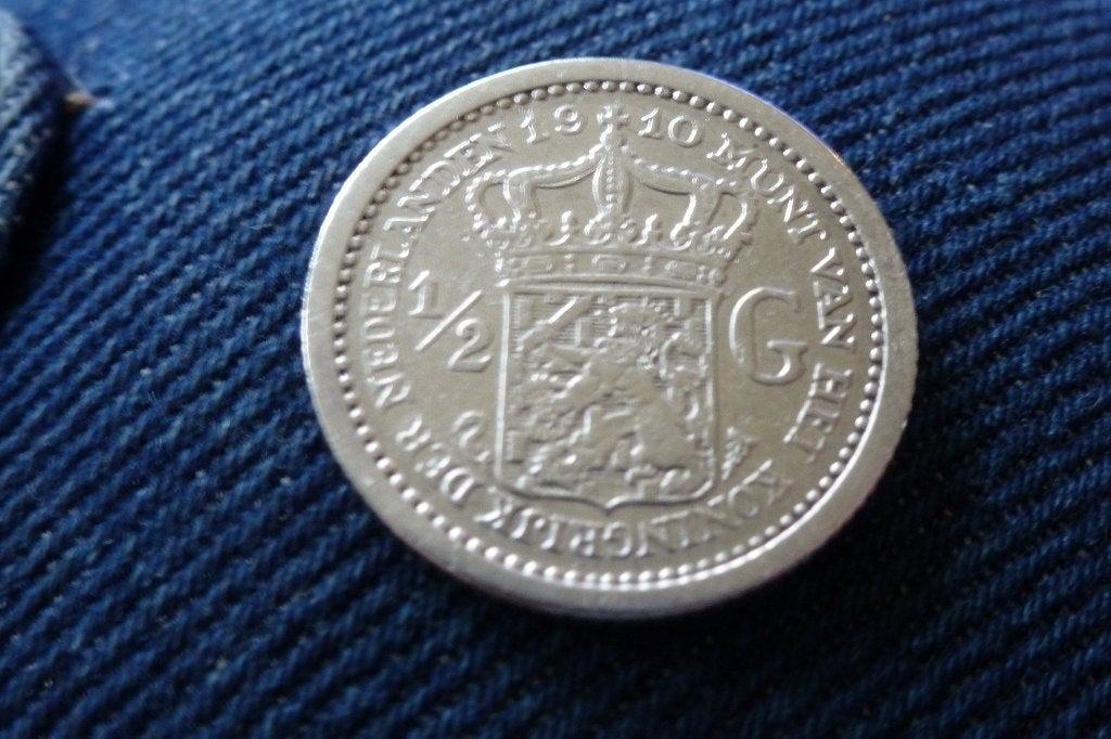Wilhelmina - mooie oude 1/2 gulden zilver 1910 zf+ (n 11, ½ gulden, Zilver, Ophalen of Verzenden, Koningin Wilhelmina