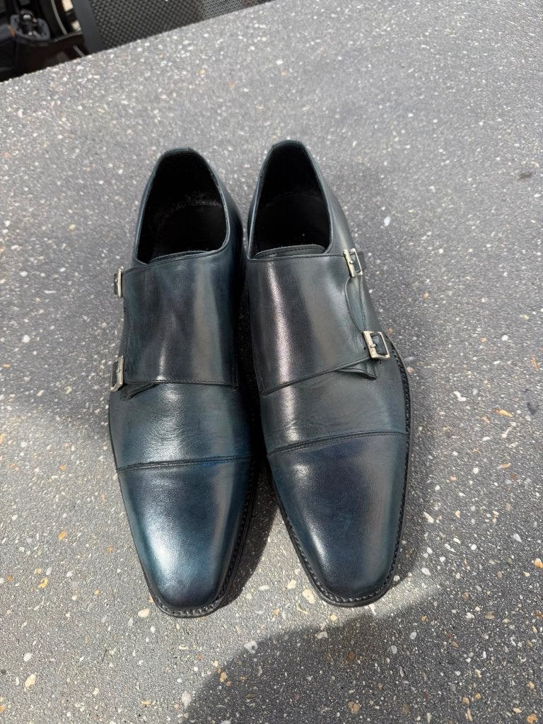 Di Franco blauwe Monkschoenen Maat 44 - Made in Italy, Kleding | Heren, Schoenen, Di Franco, Blauw, Ophalen of Verzenden, Gespschoenen