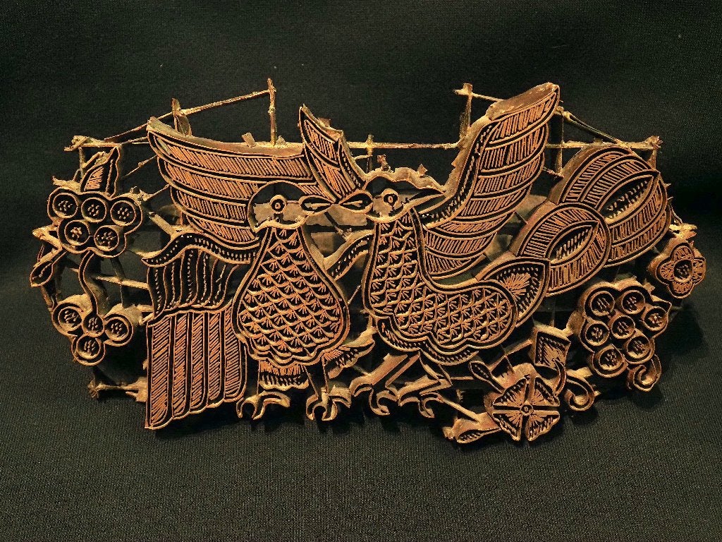 Javaanse batikstempel Uniek vogelmotief (251225-04), Bruin, Overige typen, Handgemaakt, 23 cm