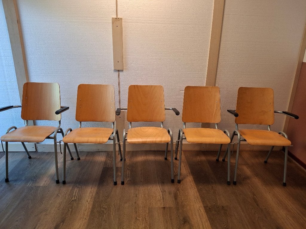 zaal stoel kantinestoel blank beuken/stalen frame zilver 15x, Huis en Inrichting, Ophalen, Overige kleuren, Zo goed als nieuw
