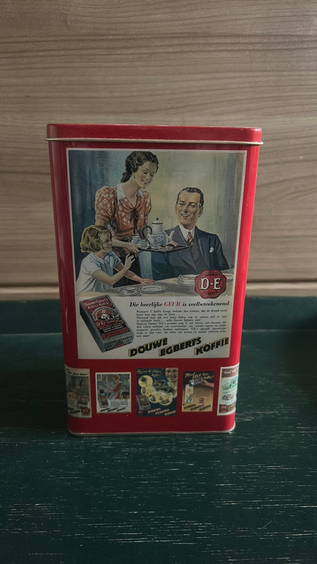 Bewaar blik Douwe Egberts koffie: “Die heerlijke geur is”, Verzamelen, Blikken, Ophalen of Verzenden, Zo goed als nieuw, Koffie
