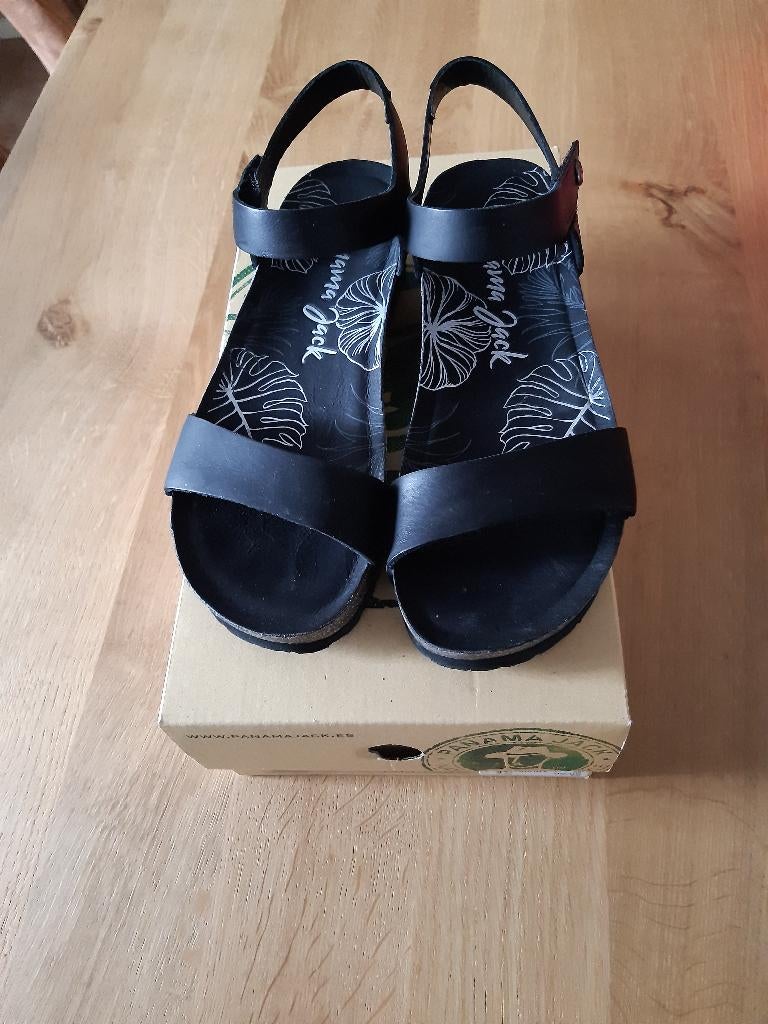 Te koop echt leren sandalen zwart panama jack maat 37, Zwart, Zo goed als nieuw, Sandalen of Muiltjes, Ophalen of Verzenden