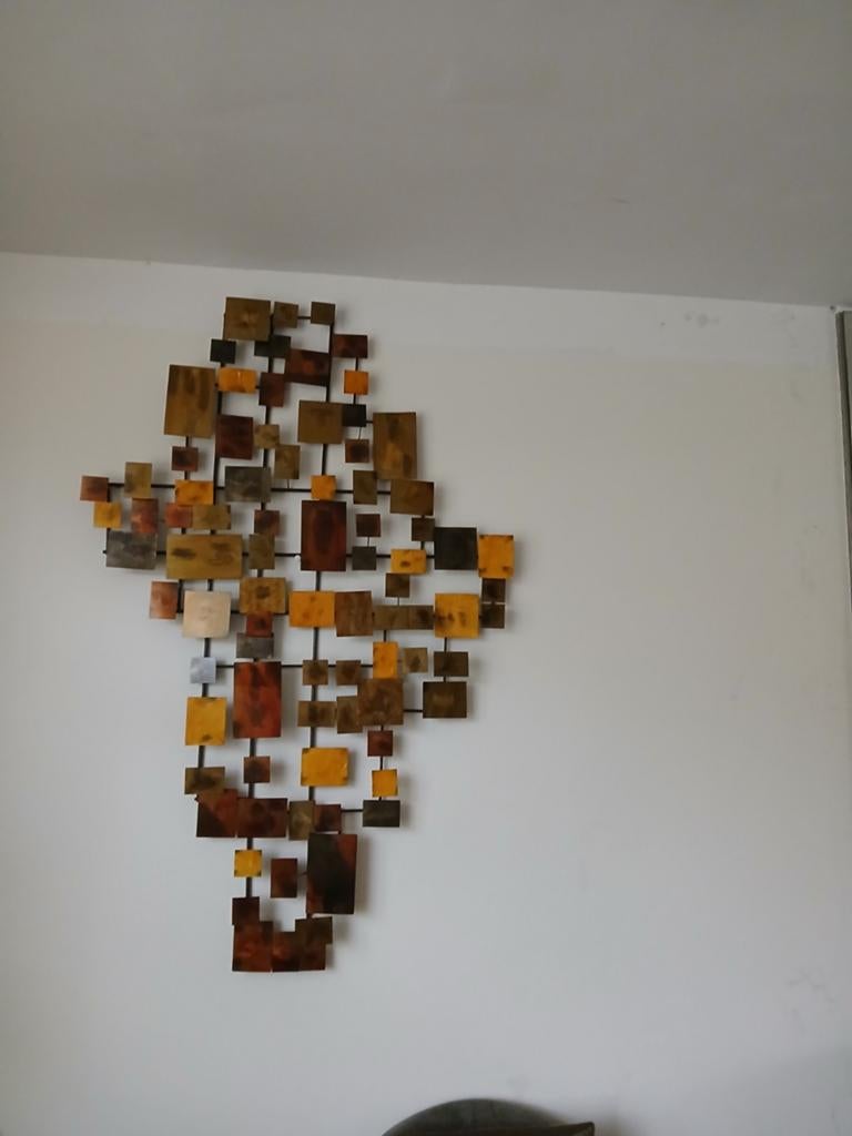 Abstract metaal wanddecoratie uniek, handbeschilderd japandi, Antiek en Kunst, Ophalen