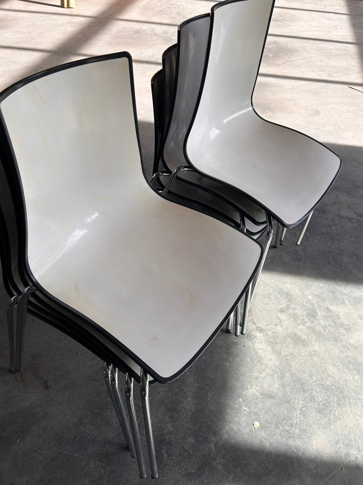 8 Italy design stoelen wit arper catifa 46 stapelstoelen, Ophalen, Kunststof, Wit, Zo goed als nieuw