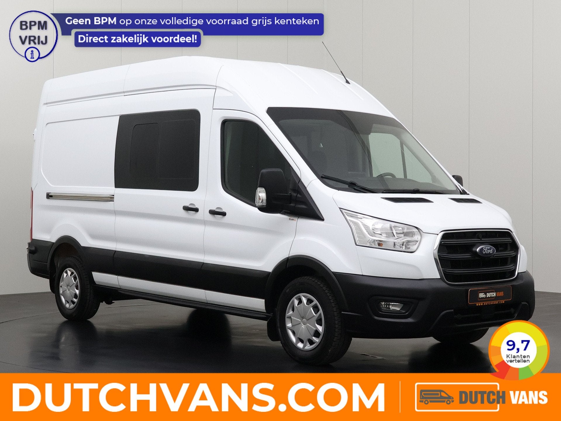 Ford Transit 2.0TDCi 130PK Dubbele Cabine L3H3 | Standkachel, Stof, Gebruikt, 2500 kg, Wit