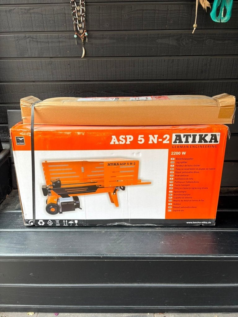 NIEUW in doos: 2x ATIKA houtklover met onderstel, Ophalen, Liggend, Elektrisch, Nieuw