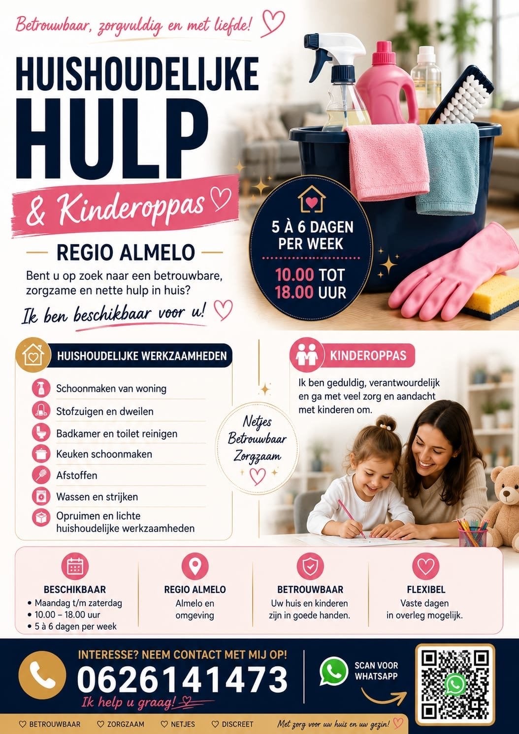 Gezocht: Werk als Huishoudelijke Hulp/Kinderoppas  Almelo, Koken