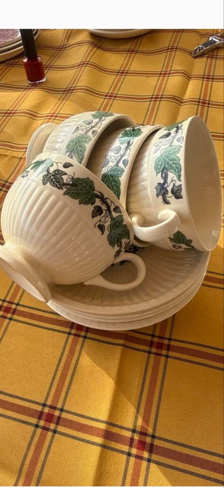 Wedgwood Barlaston Etruria Ivy Leaf Kop en Schotel Set, Ophalen