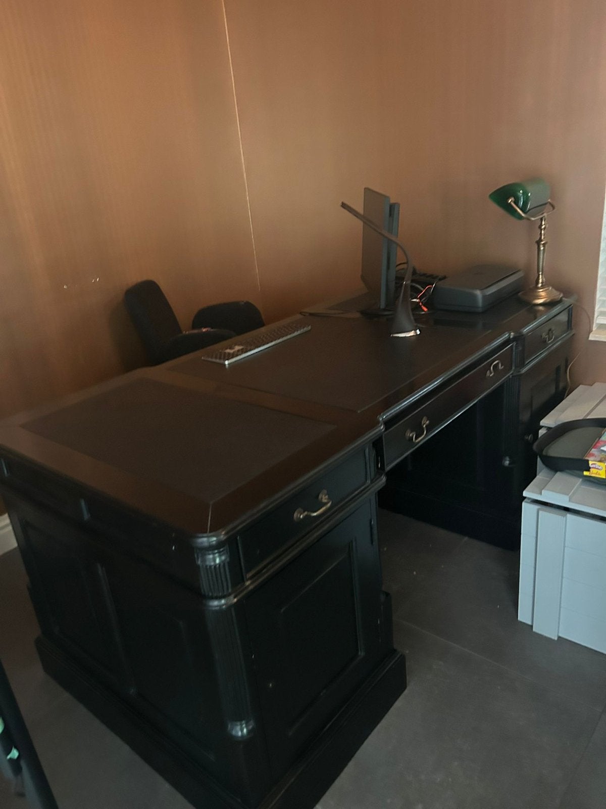 Klassiek Notaris Bureau - Zwart Hout met Lades, Ophalen, Gebruikt, Klassiek, Overige typen