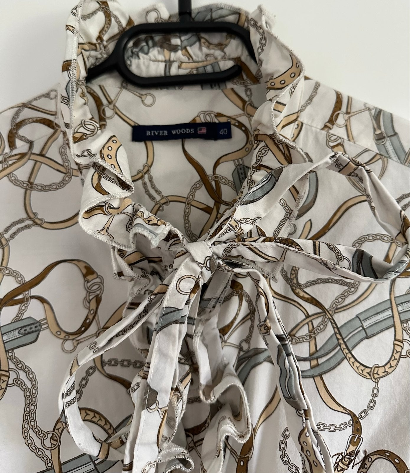 River Woods Blouse met Kettingprint en Ruches - Maat 40, Verzenden, Zo goed als nieuw, Maat 38/40 (M), Meerkleurig