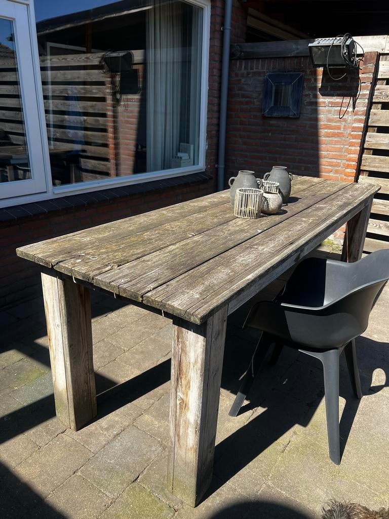tuintafel buiten koopje moet weg!, Tuin en Terras, Tuintafels, Gebruikt, Rechthoekig, Hout, Ophalen