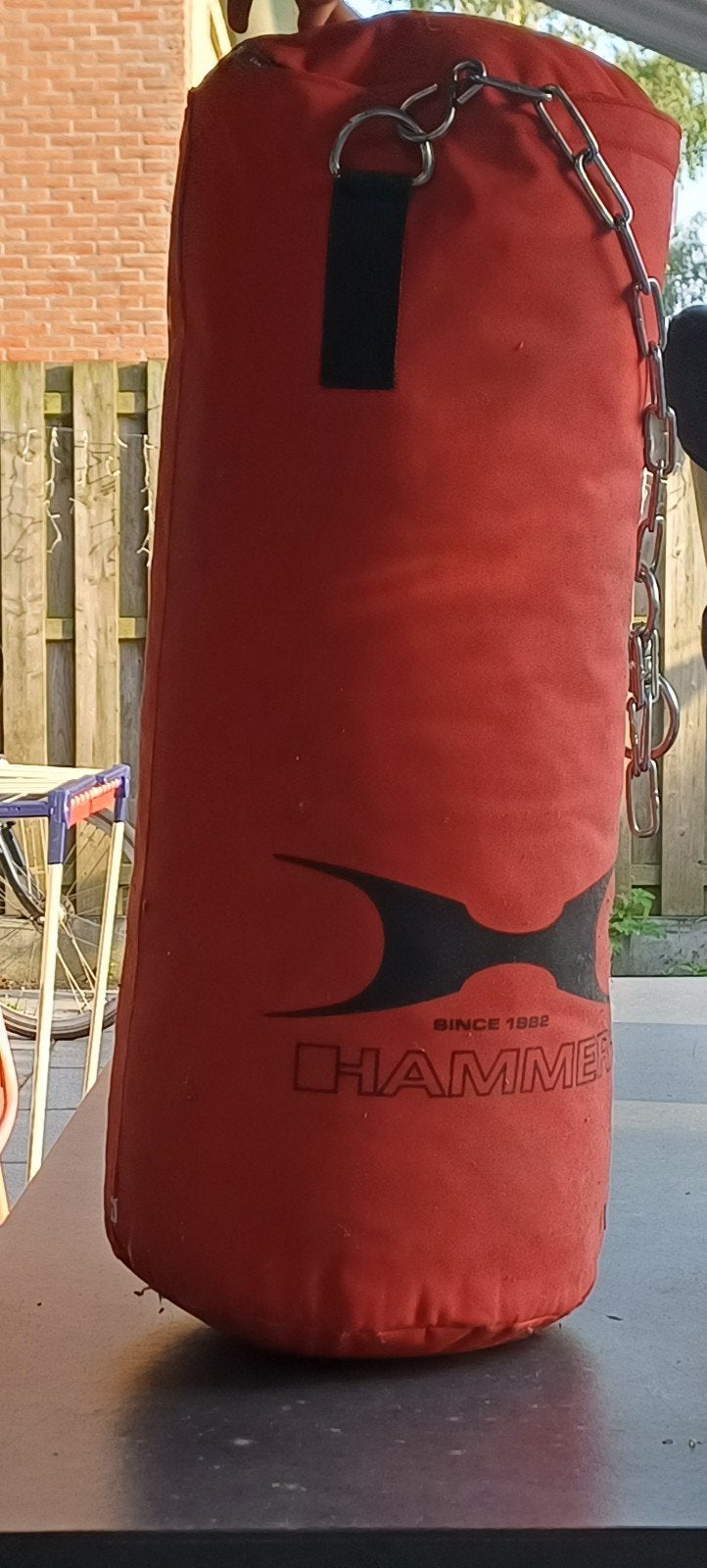 Bokszak, handschoenen en ophanghaak Hammer, Ophalen, Zo goed als nieuw, Bokszak