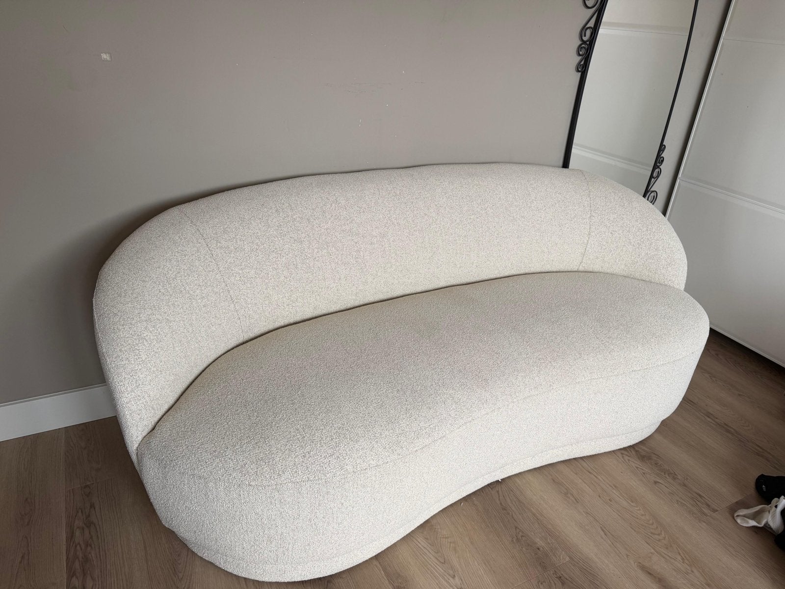 JYSK ANDRUP 3-zitsbank Ovaal Beige, Ophalen, Driepersoons, 75 tot 100 cm, Zo goed als nieuw