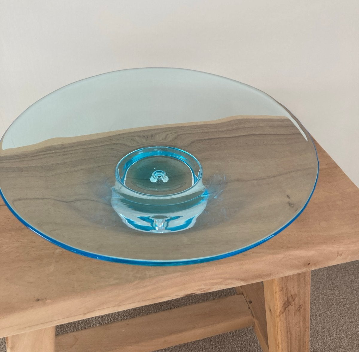 Glazen fruit schaal lichtblauw kristal - Bonny Krosno, Verzenden, Zo goed als nieuw, Rond, Glas