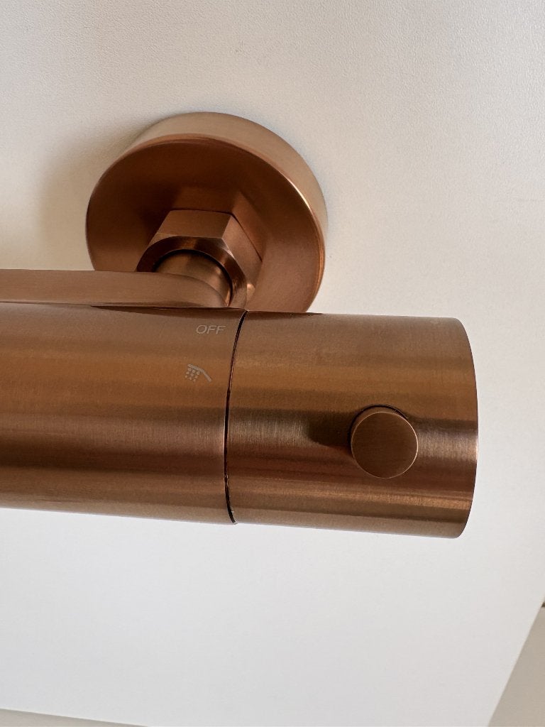 Nieuwe luxe thermostatische douchekraan|Geborsteld rosé goud, Info@regn.nl, Vreebergen 5, 9403 ET Assen, Regn, Nieuw