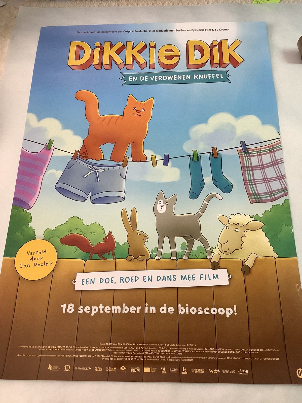 DIKKIE DIK   FILMPOSTER   70-100 cm   Used, Ophalen of Verzenden, Zo goed als nieuw, A1 t/m A3, Film en Tv