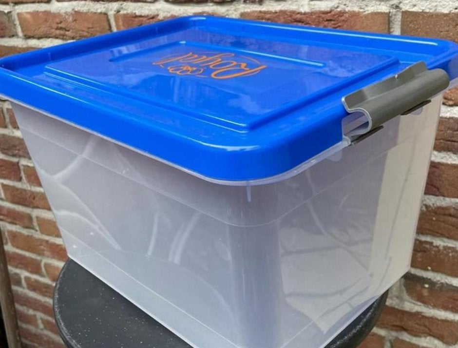 Opbergbox stapelbaar 20liter 12 stuks verkrijgbaar, Ophalen of Verzenden, Zo goed als nieuw, Krat, Minder dan 35 cm