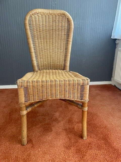 rieten stoel, Ophalen, Gebruikt, Bruin, Riet of Rotan