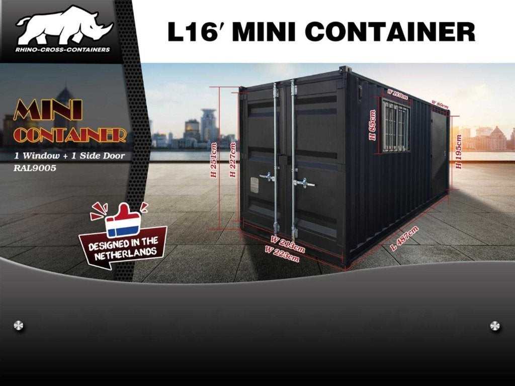 7,8,9,12,14,16,20 ft Zwart Mini container met deur en raam‼️, Ophalen