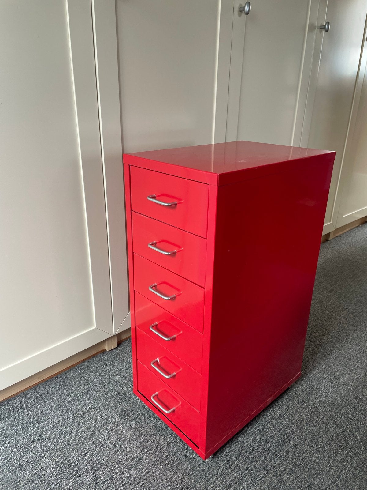 Rode ladekast met 6 laden - ikea helmer, Ophalen, Minder dan 50 cm, Gebruikt, 5 laden of meer