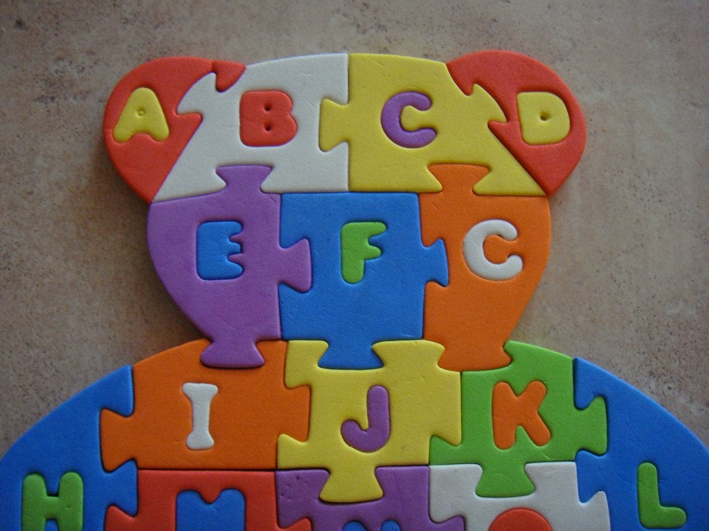 Leuke foam puzzel alfabet, Ophalen of Verzenden, 10 tot 50 stukjes, Gebruikt