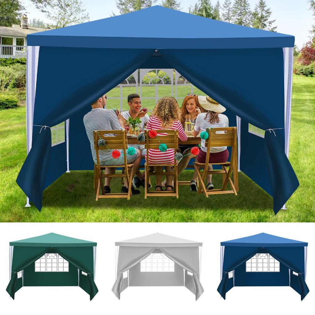 Partytent Tuinpaviljoen Prieel Pavillon 3x3m Blauw Wit Groen, Opvouwbaar, Partytent, Nieuw, Minder dan 5 meter