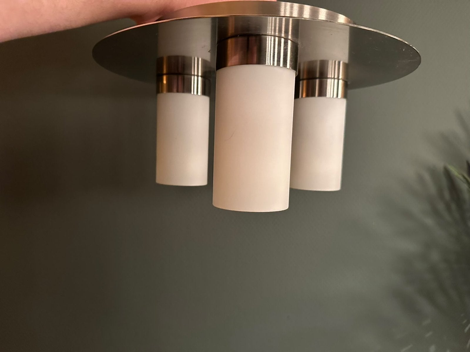 Moderne Plafondlamp met 3 Lichtpunten - Geborsteld Metaal, Zilver, Gebruikt, Modern, Ophalen of Verzenden