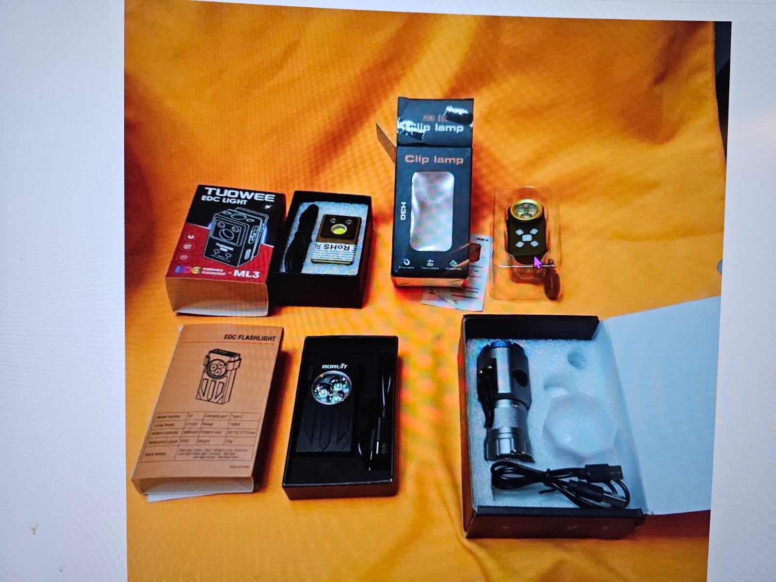 zaklamp 4 mini clip lamp edc kleur uv, Ophalen, Nieuw, Batterij
